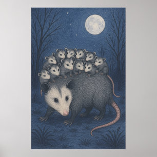 Mama Opossum Poster