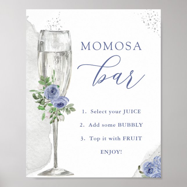 "MAMA" osa Bar, Blue Silver Blume & Glass, Dusche Poster (Vorne)