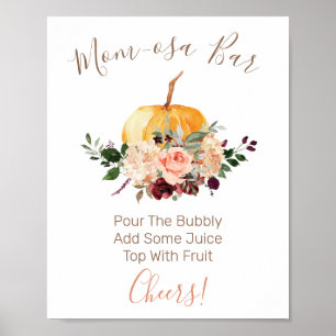 Mama-osa-Bar Floral Pumpkin Baby Duschzeichen Poster