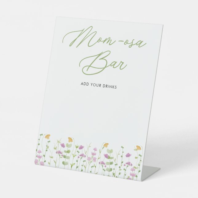 Mama-osa Bar Gelb Rosa Wildblume Kinderdusche Sockelschild (Vorderseite)
