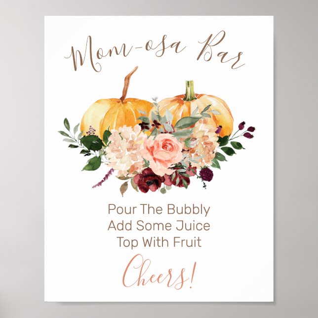 Mama-osa Bar Twin Pumpkin Baby Duschzeichen Poster (Vorne)