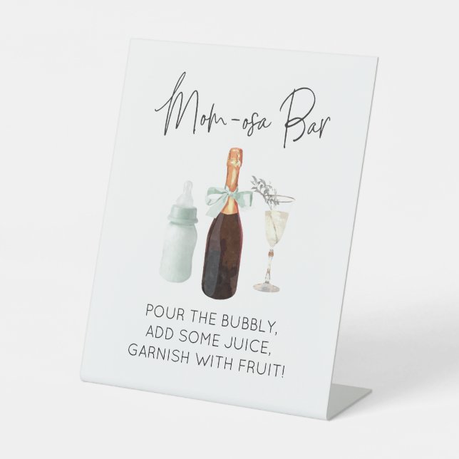 Mama-osa-Bar-Zeichen für Babydusche Grün Sockelschild (Vorderseite)