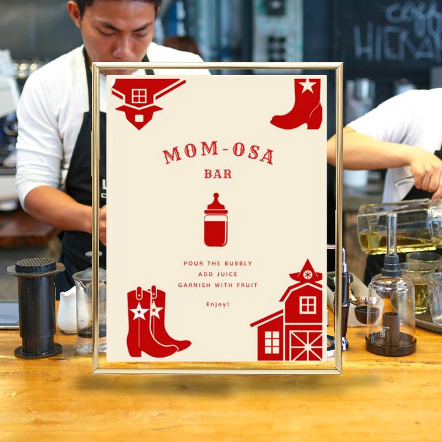 Mama osa Flaschen & Boots Cowboy Retro Babydusche Poster (Von Creator hochgeladen)