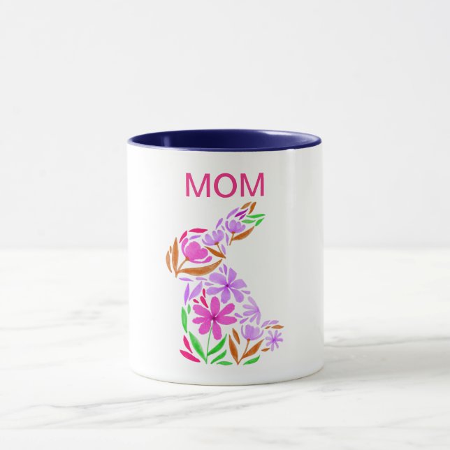 "MAMA" OSTERBLÜHENDER RABBIT IN DER PASTELLFARBEN- TASSE (Zentrum)