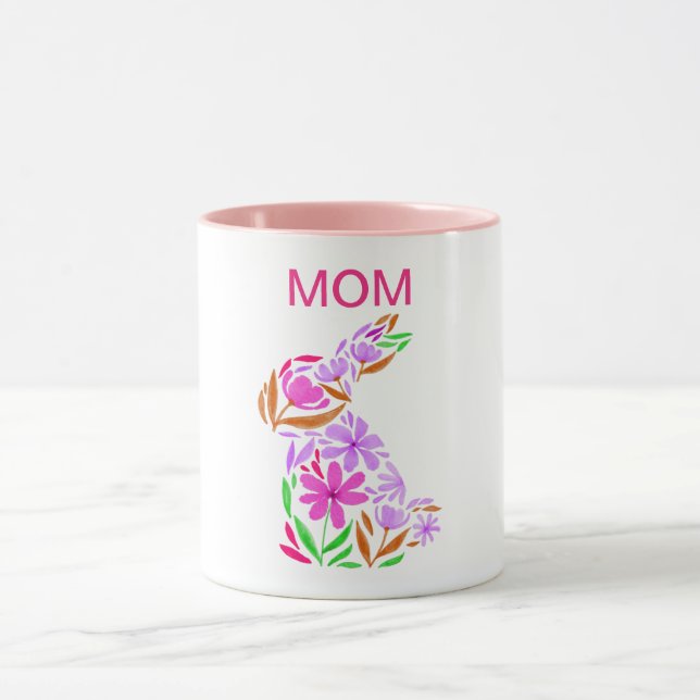 "MAMA" OSTERBLÜHENDER RABBIT IN DER PASTELLFARBEN- TASSE (Zentrum)