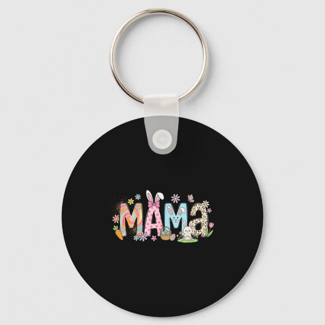 Mama-Osterhase-Frühlingsblumen für Mama oder Mutte Schlüsselanhänger (Vorderseite)