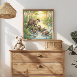 Mama Otter und Kinderkinderzimmer Poster