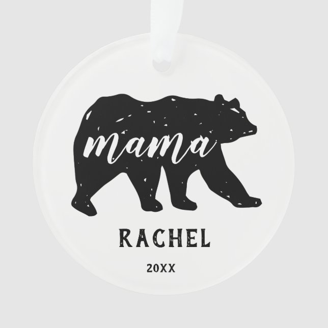 Mama Ours Forêt Animaux Famille Ornements de vacan (devant)