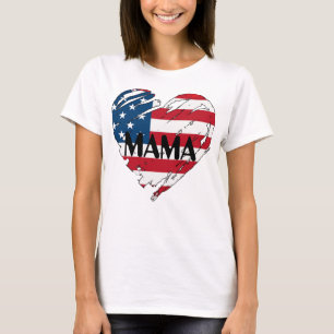 Mama Oversized Proud USA Military Mama Mommy Momma T-Shirt