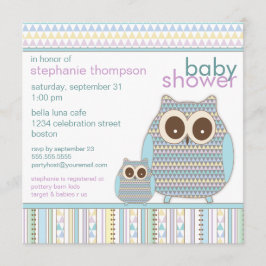 Mama Owl & Baby Owl Boy Babydusche Einladung