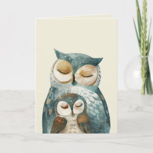 Mama Owl & Owlet Woodland Mother Day Foto Karte