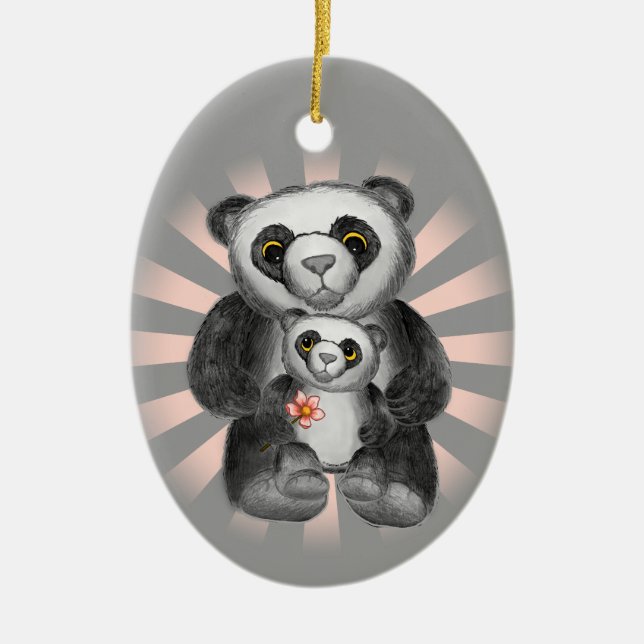 Mama Panda Bear Liebe Keramik Ornament (Vorne)