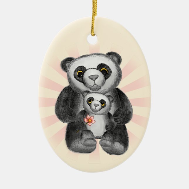Mama Panda Bear Liebe Keramik Ornament (Vorne)