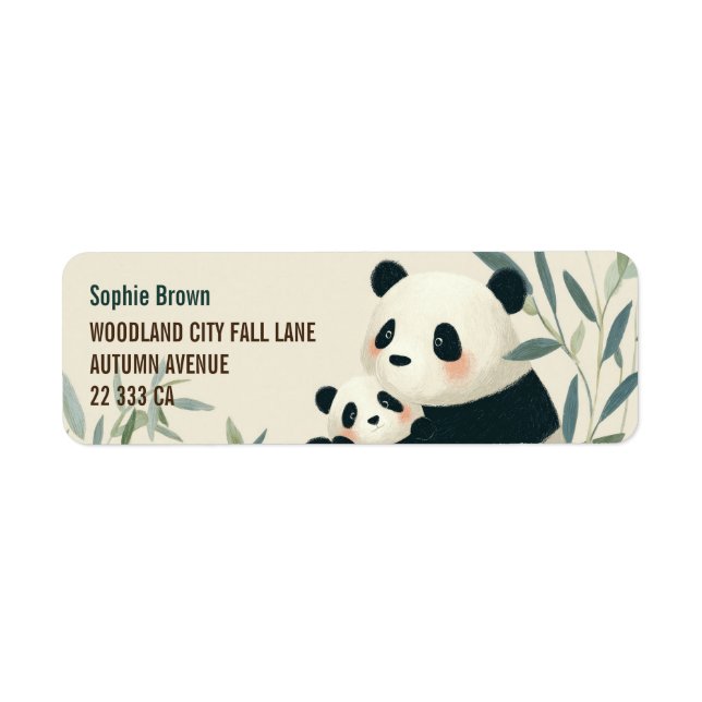 Mama Panda & Kleines Cute Animals Rücksendeadresse (Vorne)