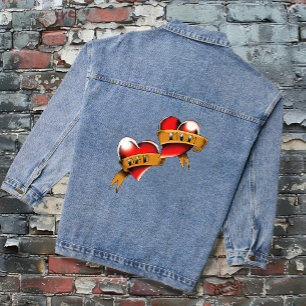 Mama Papa Rote Herzen Tattoo Jeansjacke