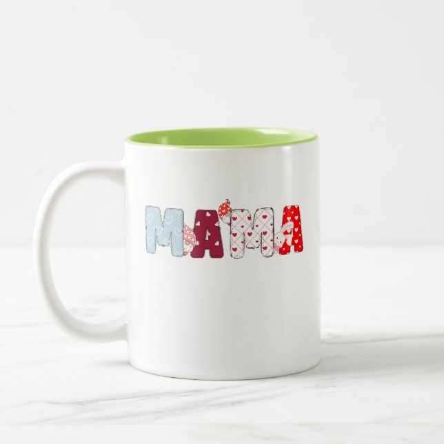Mama Patchwork Tasse - Niedliches Herzdesign (Links)
