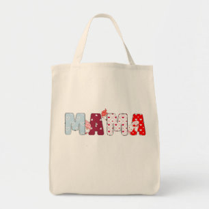 Mama Patchwork Tote Bag - Niedlicher Herzbrief Tragetasche