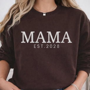 Mama   Personalisierte elegante Schrift zum Mutter Besticktes Sweatshirt