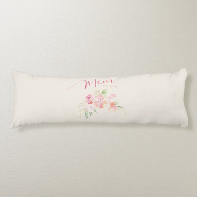 Mama Pink Blues Floral Beige etabliert Seitenschläferkissen (Vorderseite)