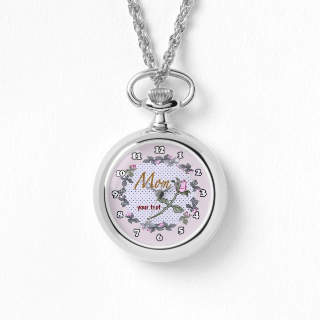Mama Pink Rosenknospe Armbanduhr (Vorderseite)