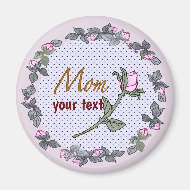 Mama Pink Rosenknospe benutzerdefinierte Magnet (Vorne)
