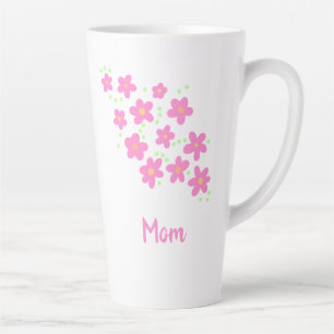 Mama Pink Whimsical Blume Latte Tasse