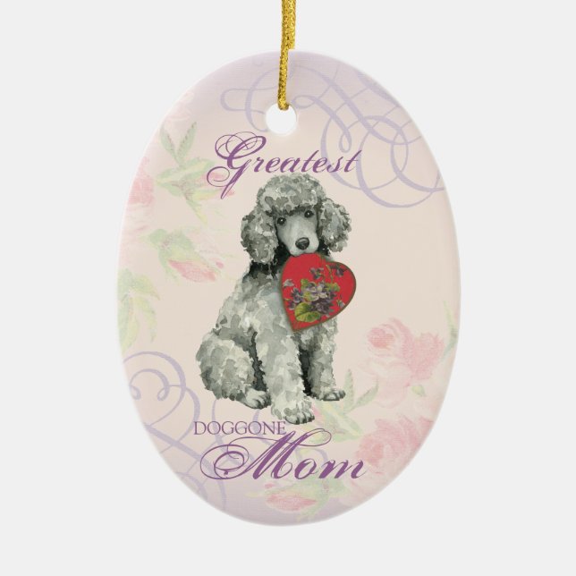 Mama Poodle Keramik Keramik Ornament (Vorne)