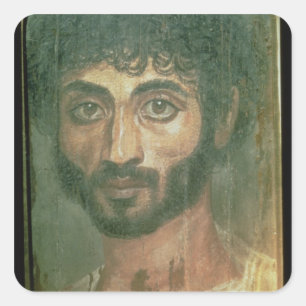 Mama-Porträt eines Mannes, von Fayum, Quadratischer Aufkleber