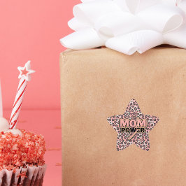 Mama Power Rosa Leopard Stern-Aufkleber