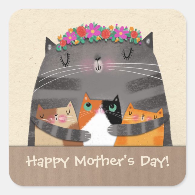 Mama Quadratischer Aufkleber (Vorderseite)