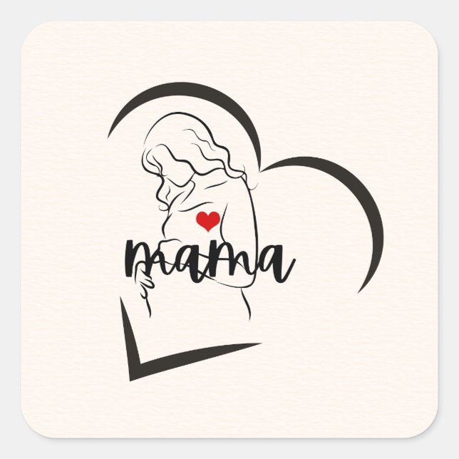 MAMA QUADRATISCHER AUFKLEBER (Vorderseite)