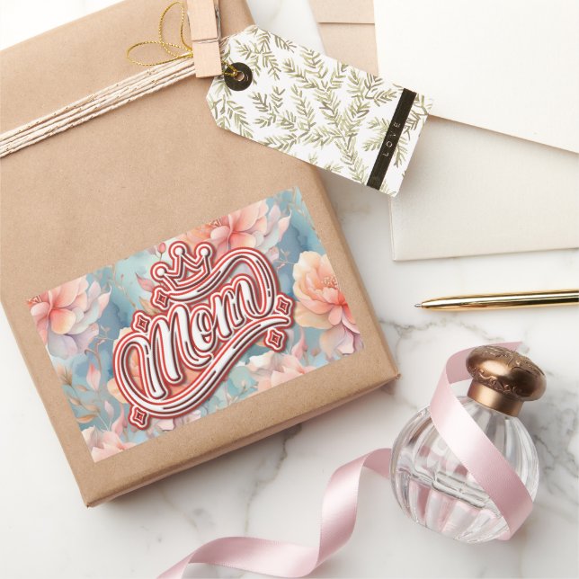 Mama Queen Floral Rechteckiger Aufkleber (Schenken)