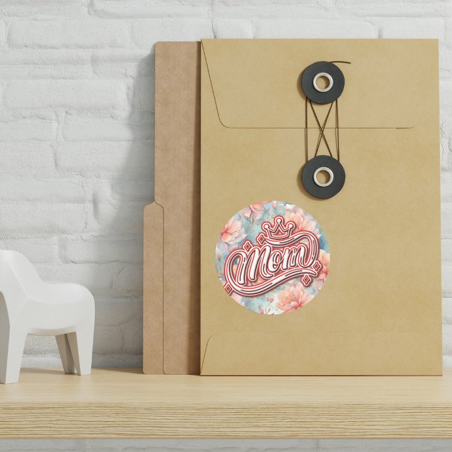 Mama Queen Floral Runder Aufkleber (Von Creator hochgeladen)