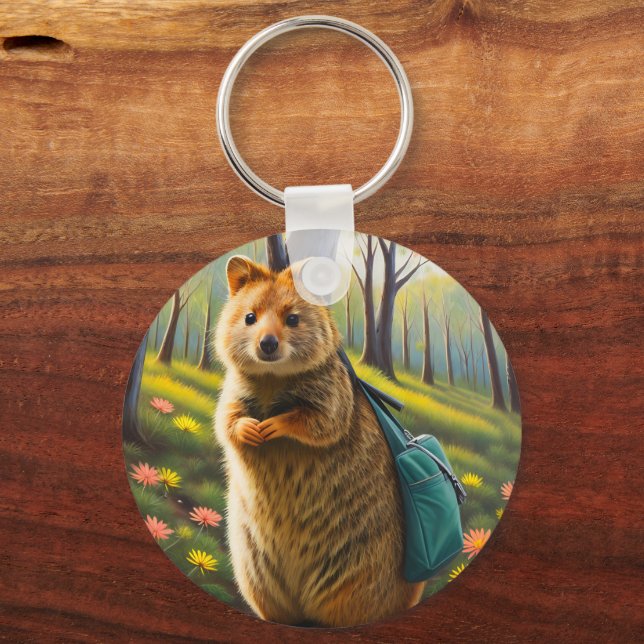 Mama Quokka bereit zum Einkaufen, Keyring Schlüsselanhänger (Vorderseite)