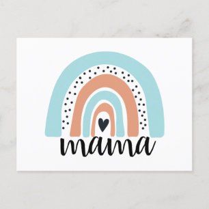 Mama Rainbow Blue Peach Postkarte