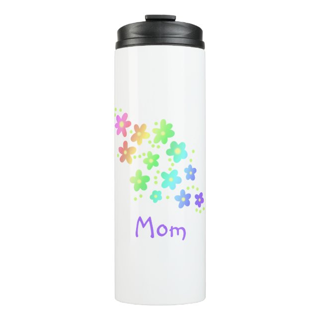 Mama Rainbow-Blume Thermosbecher (Vorderseite)