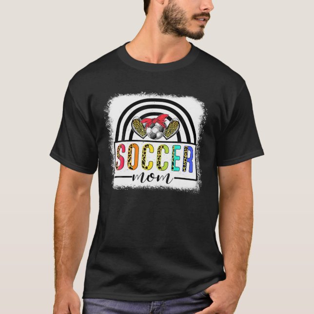 Mama Rainbow Leopard Funny Soccer Mama Mutter T-Shirt (Vorderseite)