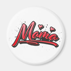 Mama red Heart Graffiti Magnet Magnete