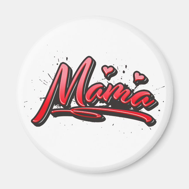 Mama red Heart Graffiti Magnet Magnete (Vorne)