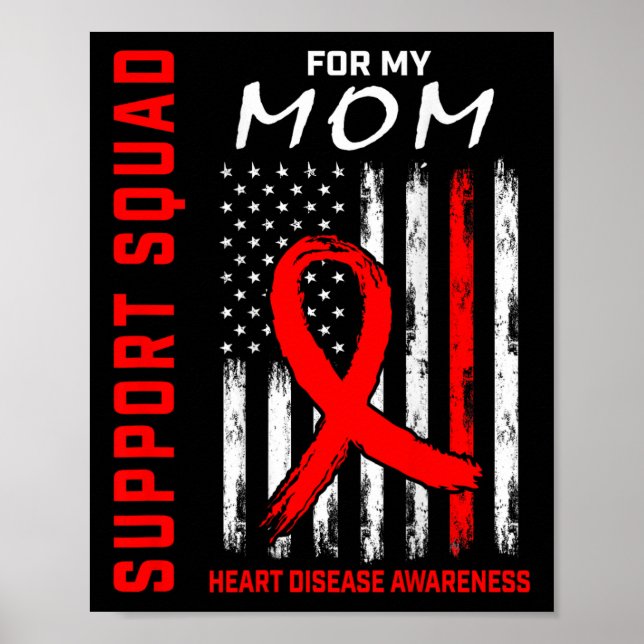 Mama "Red Ribbon Heart Disease Awareness Flag Grap Poster (Vorne)