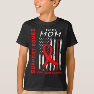 Mama "Red Ribbon Heart Disease Awareness Flag Grap T-Shirt