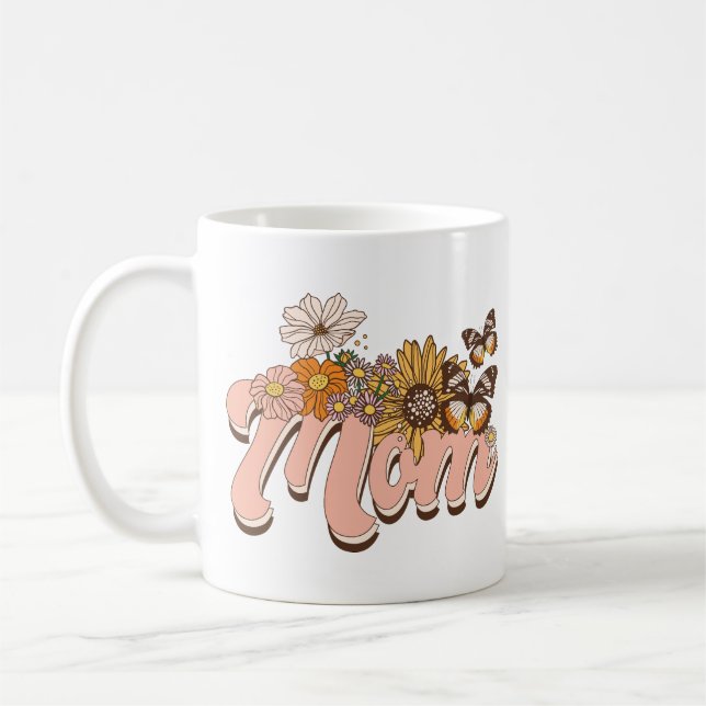 Mama Retro-Blumen Kaffeetasse (Links)