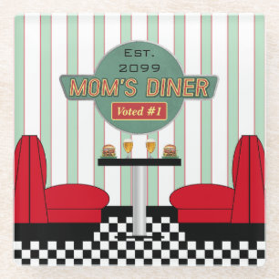 Mama Retro Diner mit Burgers & Beer Glasuntersetzer