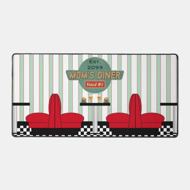 Mama Retro Diner mit Burgers & Beer Schreibtischunterlage (Vorderseite)