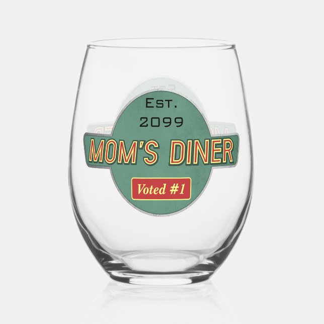 Mama Retro Diner Trinkbehälter Weinglas Ohne Stiel (Vorderseite)