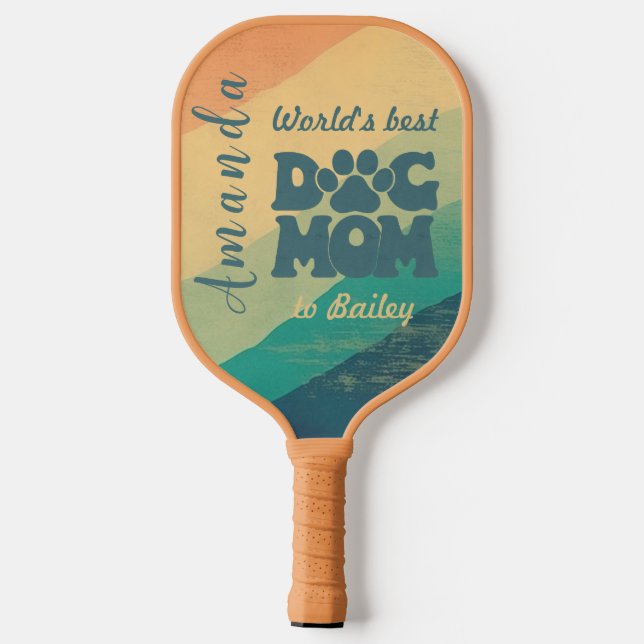 Mama Retro Groovy Personalisiert Pickleball Schläger (Rückseite)