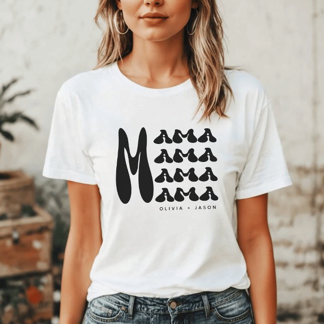 Mama | Retro Typografie Kinder nennen Mutter T-Shirt (Von Creator hochgeladen)