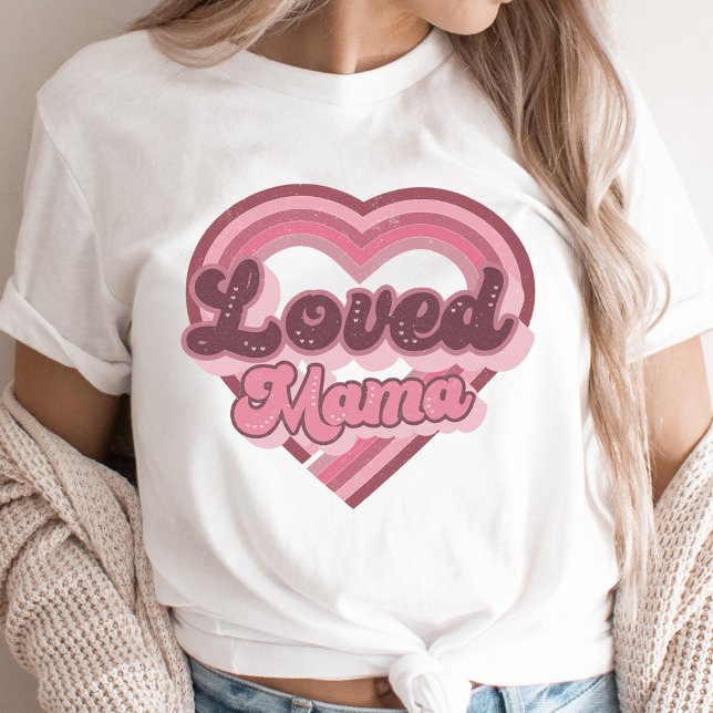 Mama Retro Valentine's Day Pink Modern T-Shirt (Von Creator hochgeladen)