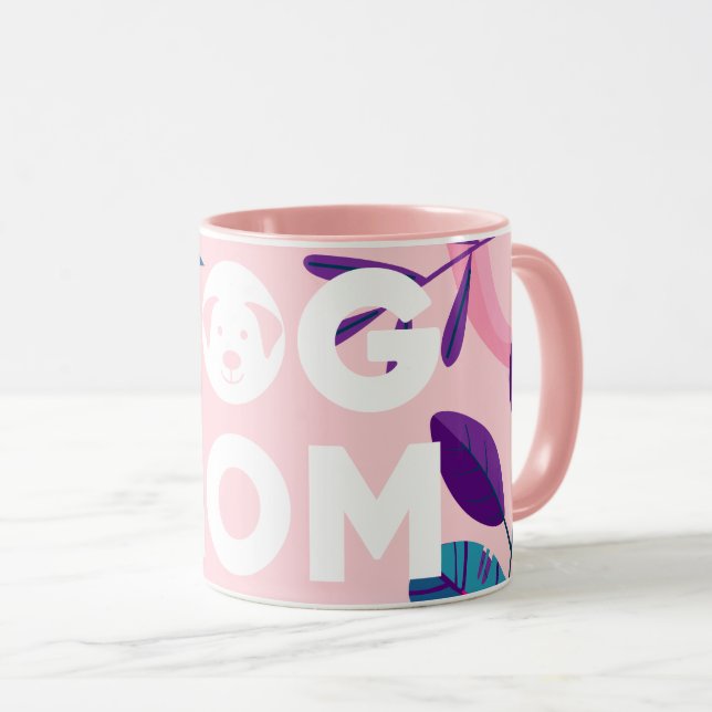 MAMA, Rosa Blüte und Blätter Tasse (VorderseiteRechts)