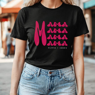 Mama   Rosa Retro Typografie Kinder nennen Mutter T-Shirt